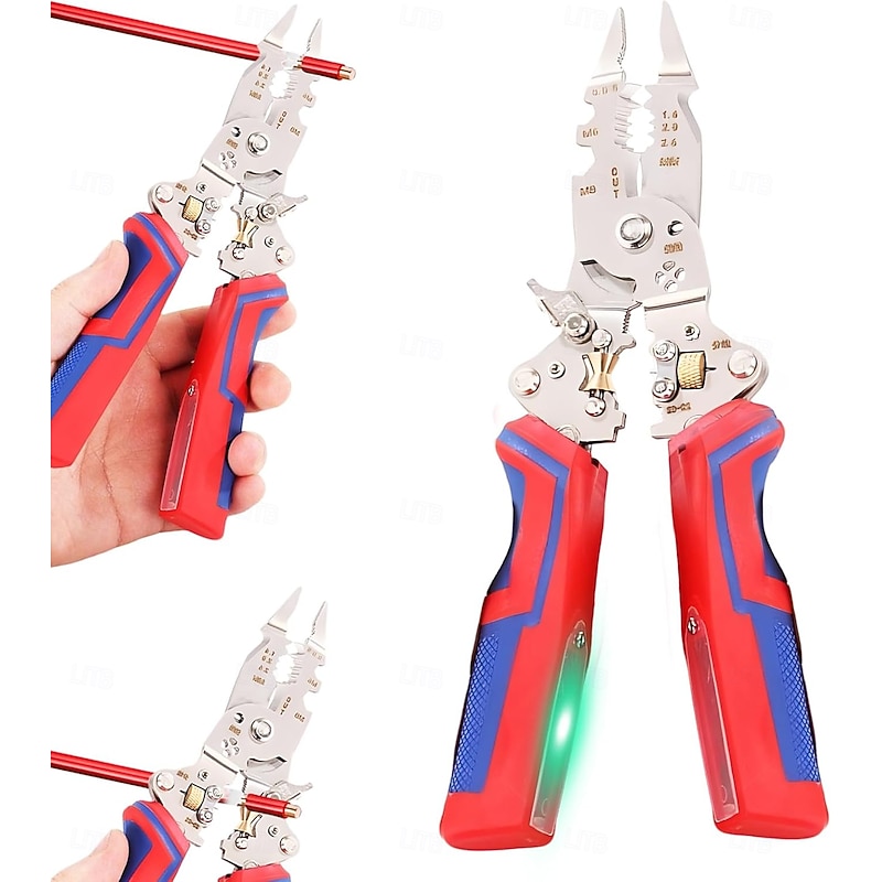 13 in 1 Foldable Wire Stripper Pliers with Voltage Tester Folding Efficient Electrician Stripping Plier Multi-function Wire Stripping Tool Twister for Cutting, Crimping and Pulling Pliers2