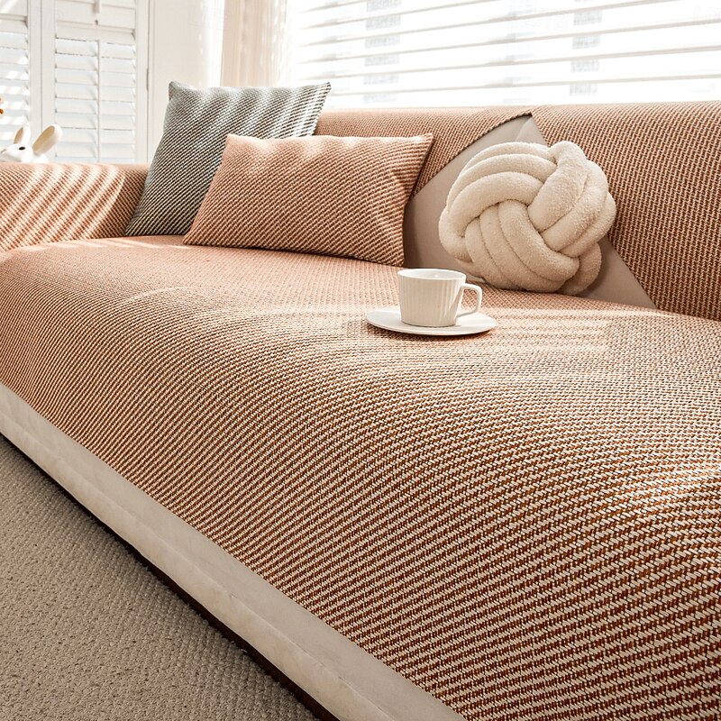 Cotton Linen Couch Cover for Pets, Pet Friendly Sofa Cushion Protector, Non-Slip Scratch Resistant Sofa Seat Pad, All-Season Modern Luxury Slipcover for Living Room Decor4