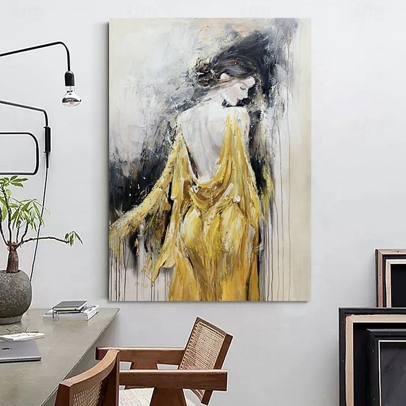 Handmade Oil Painting Canvas Wall Art Decoration Figure Portrait Girl's Back View for Home Decor Rolled Frameless Unstretched Painting2