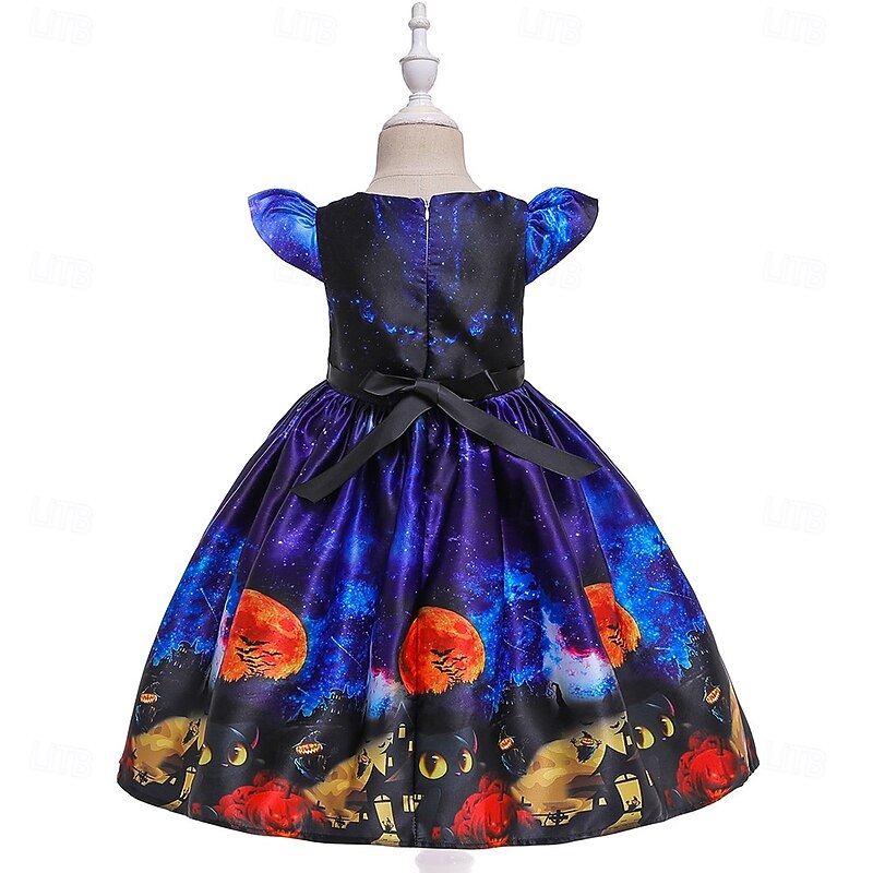 Kids Girls' Party Dress Graphic Short Sleeve Special Occasion Princess Polyester Party Dress Summer Spring 3-10 Years Blue4