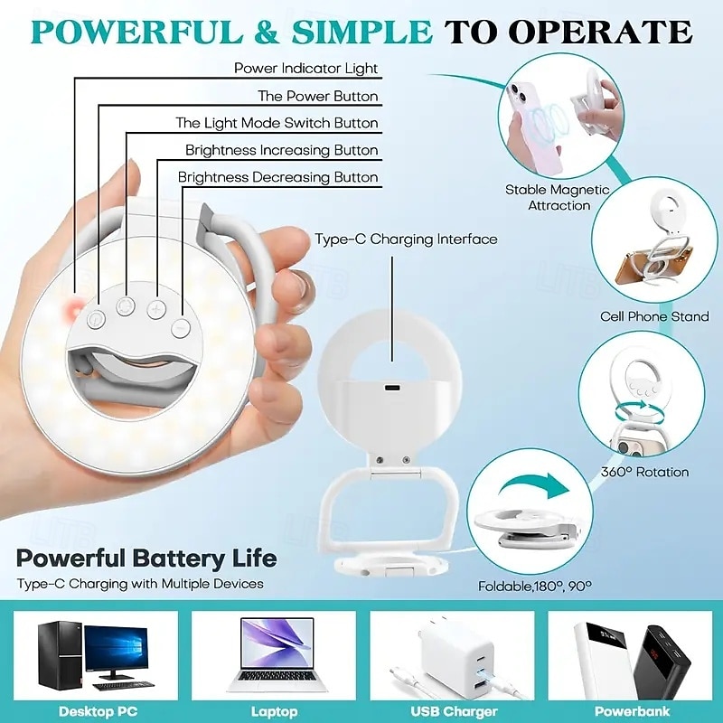 Portable Magnetic Multi-Function Handheld Fill Light Beauty Face Slimming Selfie Live Streaming Outdoor Fill Light with Desktop Stand3