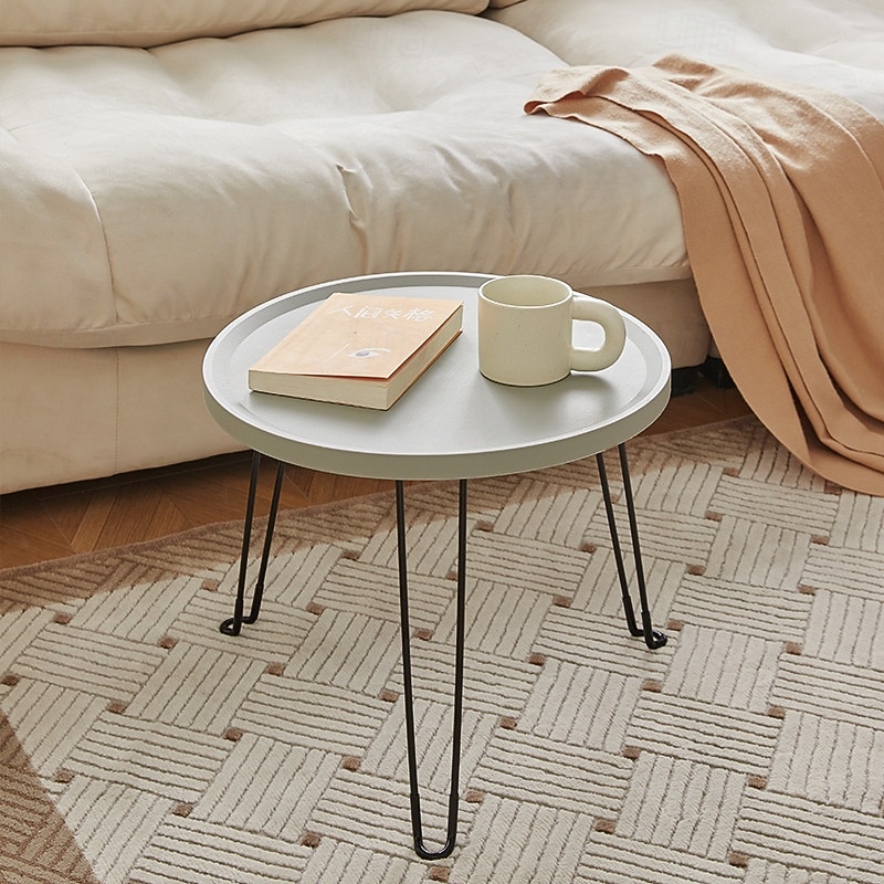 Modern Small Round Folding Coffee Table Tray Surface, 3 Legs, Suitable for Compact Spaces, Bedrooms and Living Rooms