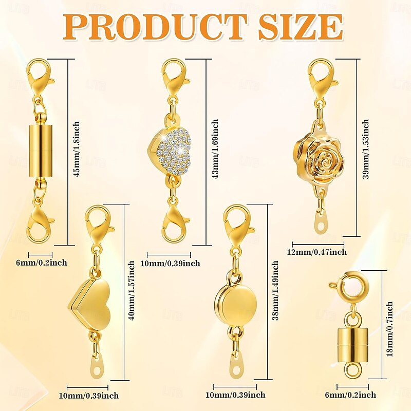 24 Pcs  Magnetic Necklace Clasps and Closures 6 Styles, Round, Cylindrical, Tubular Jewelry Magnetic Clasp Connector Locking Magnetic Clasp Bracelet Extender for Jewelry Making3