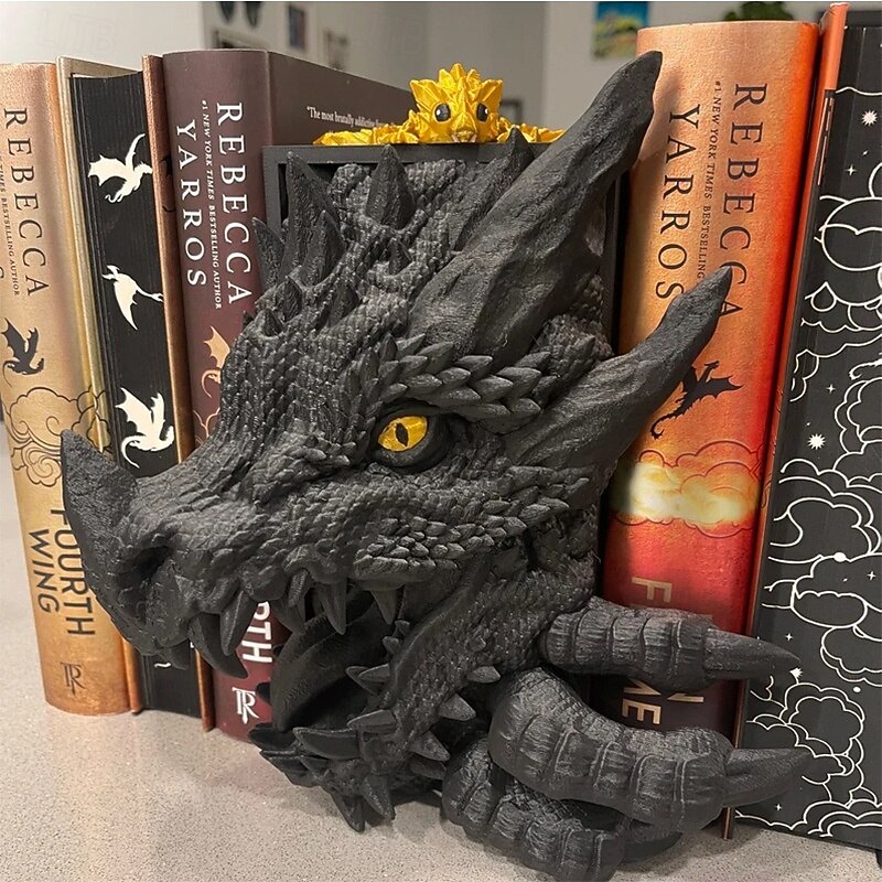 Bookshelf Dragon Decor, Fantasy Decoration, Home Ornament Display Piece, Bookshelf Stand with Dragon Design, Non-Electric
