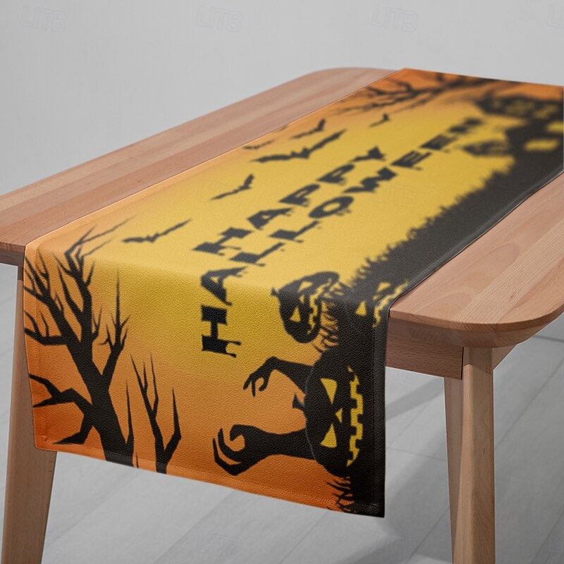 Halloween Table Runner - Digital Printed Rectangular Tablecloth 33x180cm for Restaurant & Party Decor