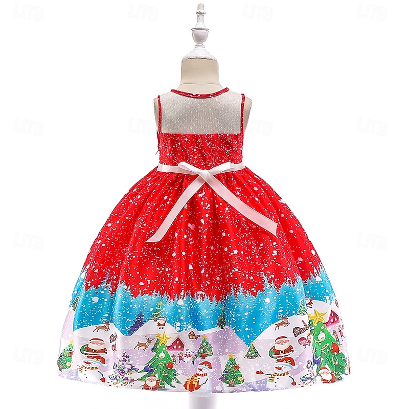 Kids Girls' Party Dress Graphic Sleeveless Short Sleeve Special Occasion Halloween Party Halloween Custome Sweet Polyester Summer Spring Fall kids Multicolor Red2
