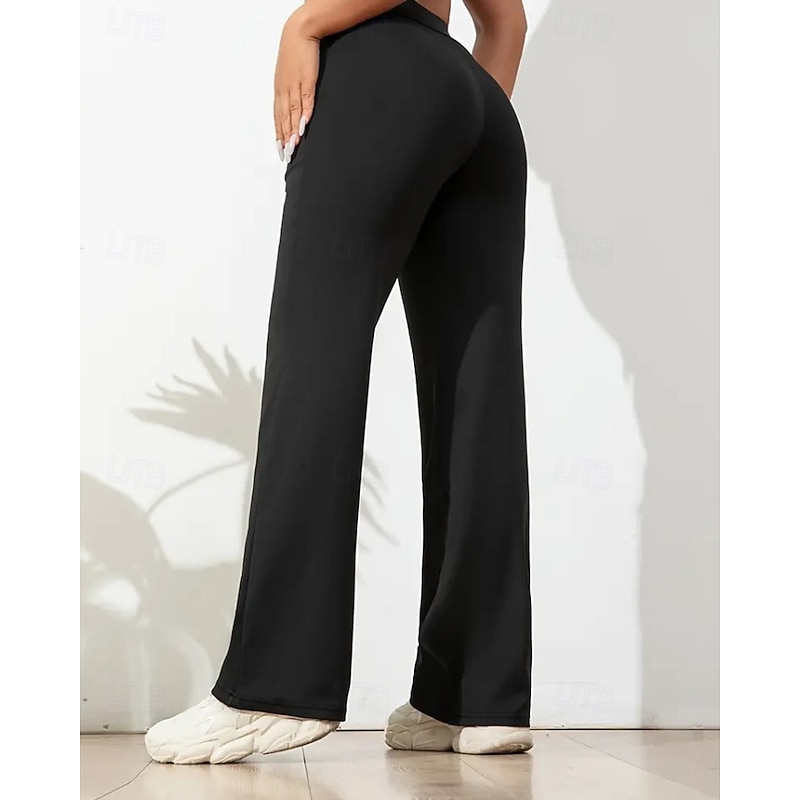 Women's Slacks Straight Streetwear Casual Full Length Natural Plain Pocket Elastic Waist Soft Street Holiday Weekend claret Depression Green Grey Black Fall Regular Fit3