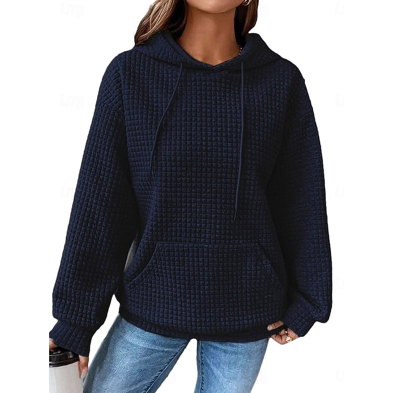 Women's Hoodies Plain Casual Long Sleeve Hooded Regular Tops Street Dailywear Pocket Print Black White Pink Army Green Dark Blue Fall Winter4