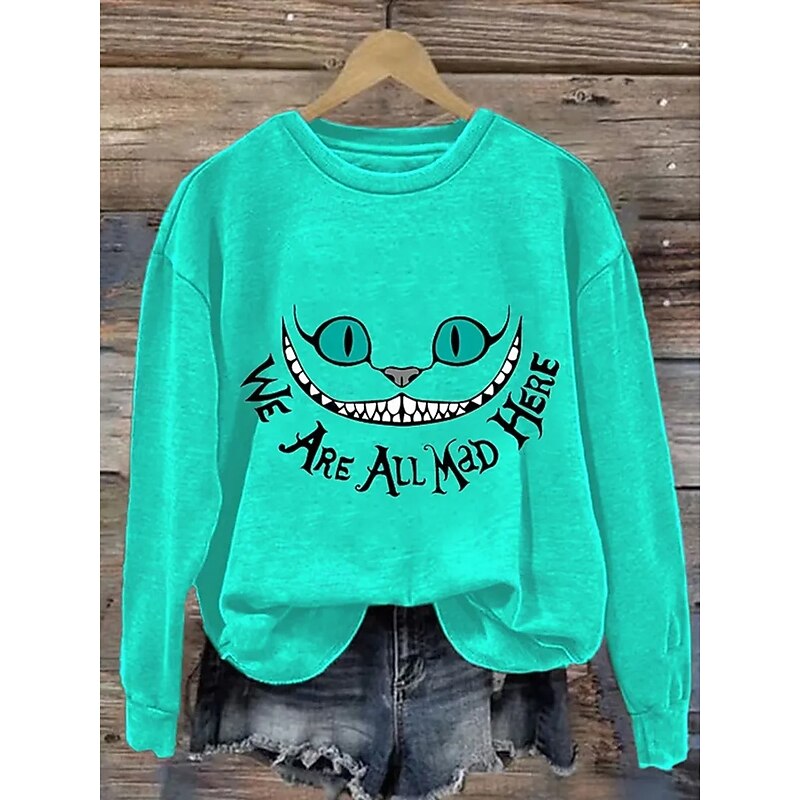 Halloween Women's Pullover Sweatshirt Monster Graphic Letter Abstract Fashion Casual Long Sleeve Crew Neck Regular Tops Street Dailywear Casual Print Black Blue Purple Orange Fall Winter4