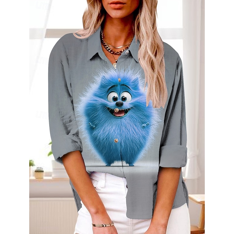 Women's Shirt Graphic Active Daily Stylish Long Sleeve Shirt Collar Regular Tops Daily Holiday Buttons Print Yellow Red Blue Purple Light Blue Summer Spring Fall4