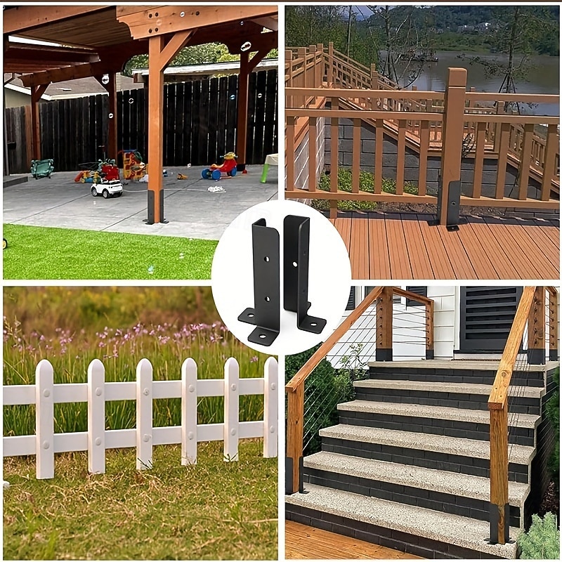 Adjustable Deck Post Anchor Bracket Set for 1.5x1.5-2x2-2x4-4x4 Post Heavy Metal Support Wooden Fence and Gazebo