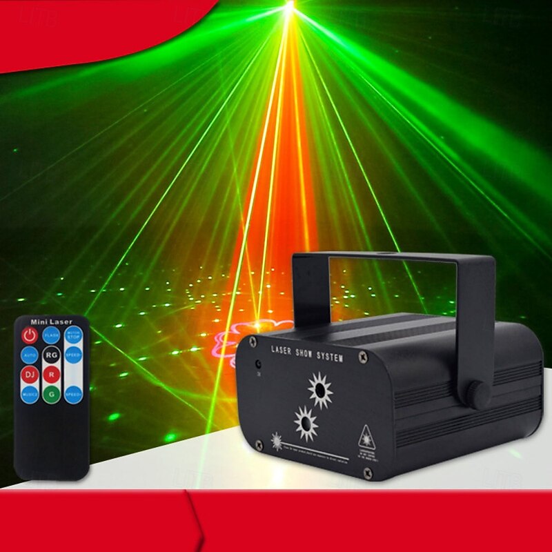 48 Pattern Red Green Laser Dynamic Pattern Party Decoration Light Sound Activated Remote Control Self-Flow Mode Live Streaming Studio Lighting Convenient and Practical Wedding Valentine'S Day Bi2