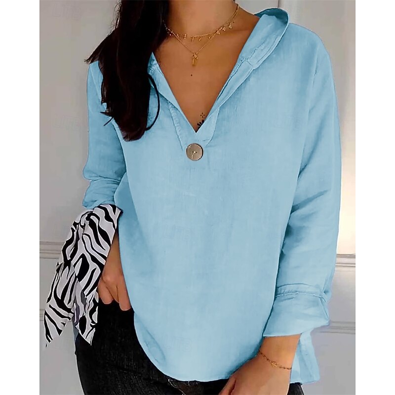 Women's Shirt Plain Stylish Modern Long Sleeve Hooded Regular Tops Daily Going out Buttons Black White Royal Blue Sky Blue Brown Spring Fall