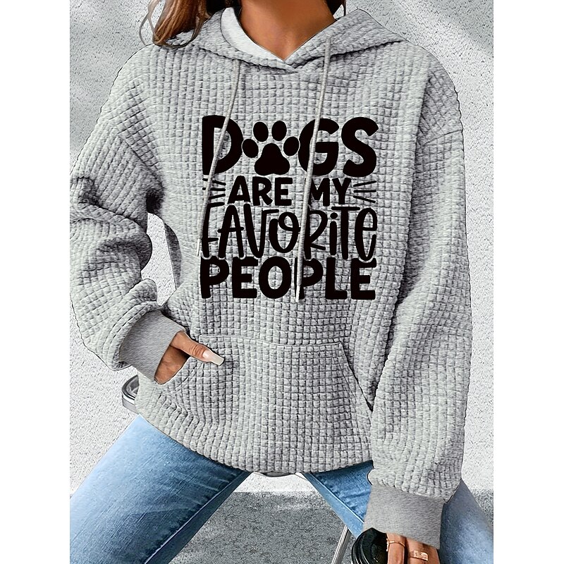 Women's Hoodies Graphic Letter Casual Long Sleeve Hooded Regular Tops Street Dailywear Casual Pocket Print Black Gray Fall Winter3