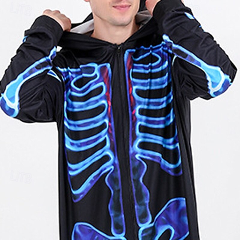 Family Pajamas Jumpsuit Halloween pattern Home Print Black Long Sleeve Active Matching Outfits2