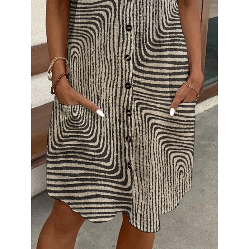 Women's Mini Dress Shirt Dress Casual Dress Print Dress Fashion Modern Daily Beach Weekend Regular Fit Geometric Short Sleeve Shirt Collar Khaki Summer Spring Fall Autumn2