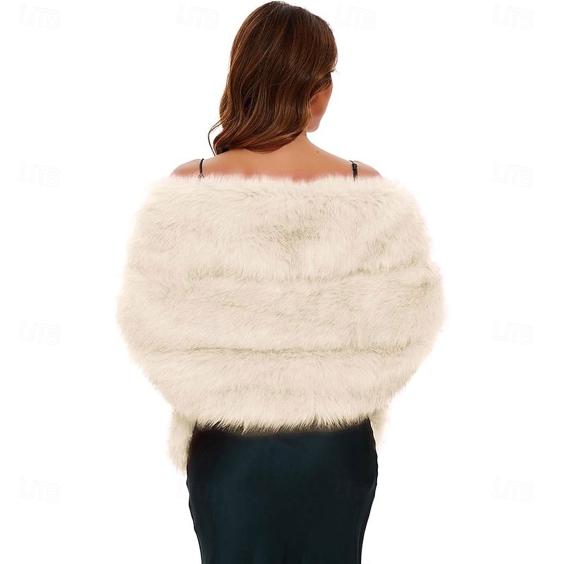 Women's Faux Fur Shawl Luxury Fur Shawls and Wraps for Evening Dresses Bridal Faux Fur Wrap for Bride and Bridesmaid3