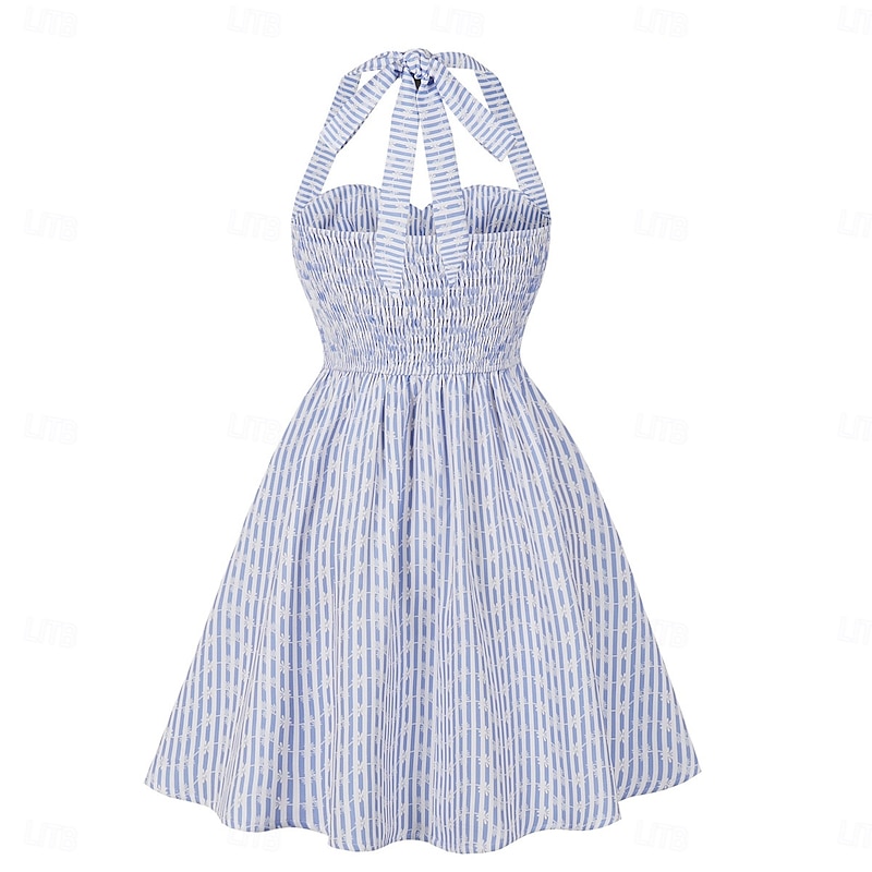 Retro Vintage 1950s Midi Dress Fit and Flare Striped Fancy Dress Women's Christmas Carnival Valentine's Day Party Casual Adults Dress Spring & Summer2