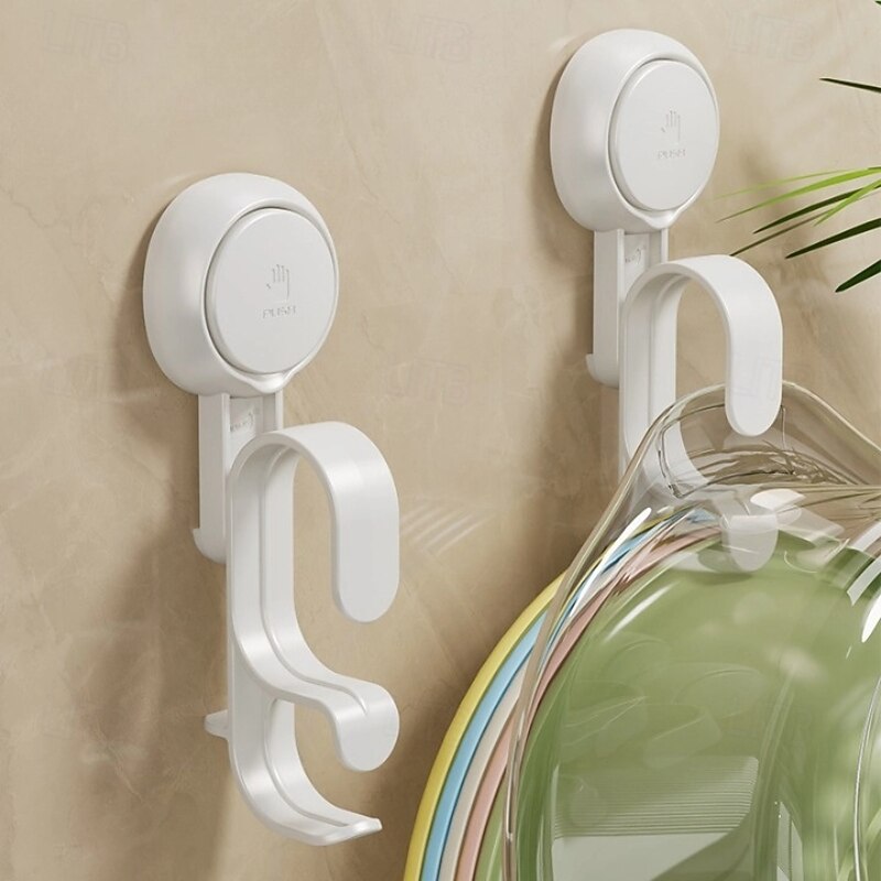 TAILI Suction Hooks Powerful, Washbasin Storage Rack Suction Shower Hook- Heavy Duty Hangers Waterproof Wall Hooks for Bathroom Kitchen Towel, Robe4