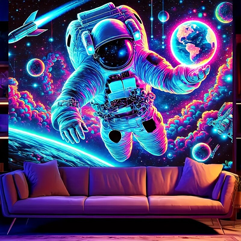 Psychedelic Mushroom Waterfall Blacklight Tapestry – Glow in the Dark Wall Hanging for Bedroom Living Room Trippy Room Decor3