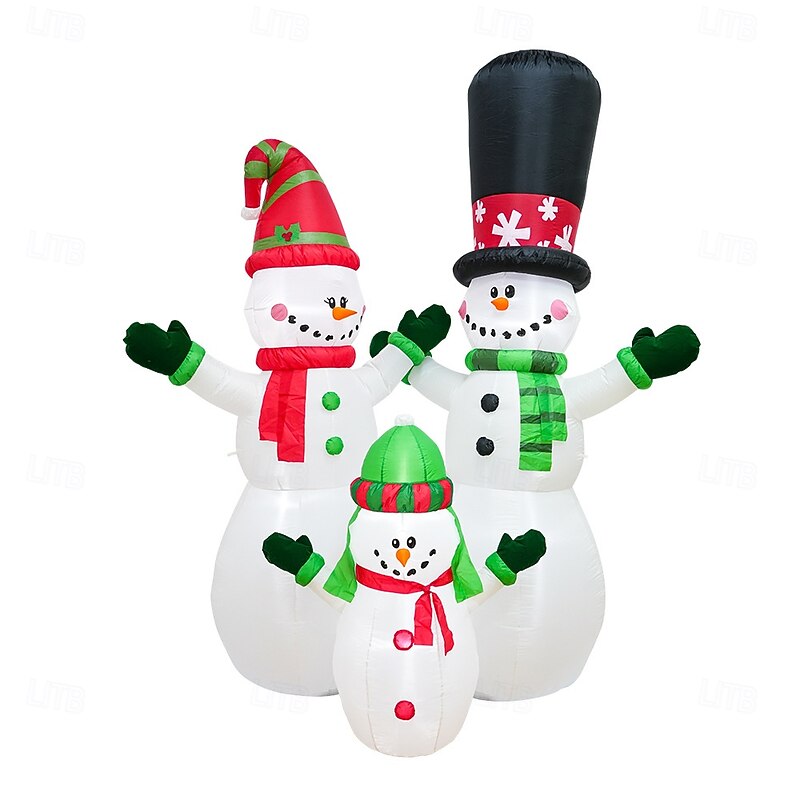 1 Pc 2.5M * 2.25M 2025 Christmas Snowman Family of Three with Lights Inflatable Air Model Indoor and Outdoor Courtyard Garden Lawn Party Christmas Atmosphere Decorative Light EU/US/UK/AU Plug3