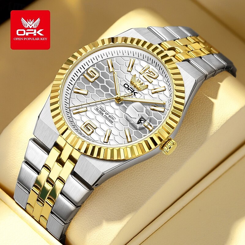 OPK Brand Men Quartz Watch Luxury Large Dial Fashion Business Luminous Calendar Waterproof Decoration Stainless Steel Strap Watch2
