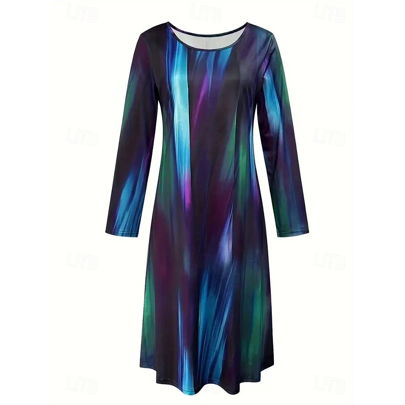 Women's Mini Dress T Shirt Dress Tee Dress A Line Dress Vacation Casual Daily Date Regular Fit Ombre Graphic Abstract Long Sleeve Crew Neck Pink Blue Summer Spring Fall Winter2