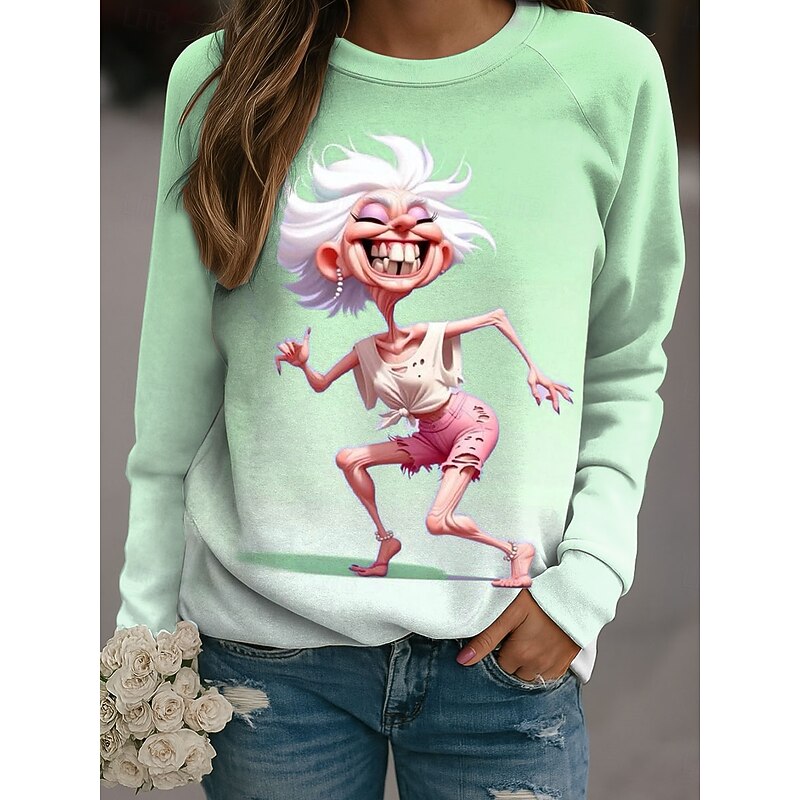 Women's Pullover Graphic Casual Long Sleeve Crew Neck Regular Tops Casual Pink Blue Purple Green Fall Winter3