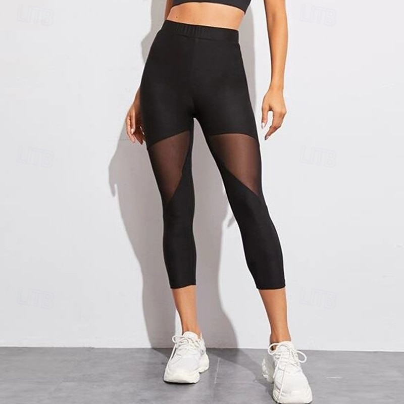 Women's Sports Bottoms Yoga Leggings Tummy Control High Waist Athletic Pilates Running Bottoms Solid Color Black Fall Sports Activewear2