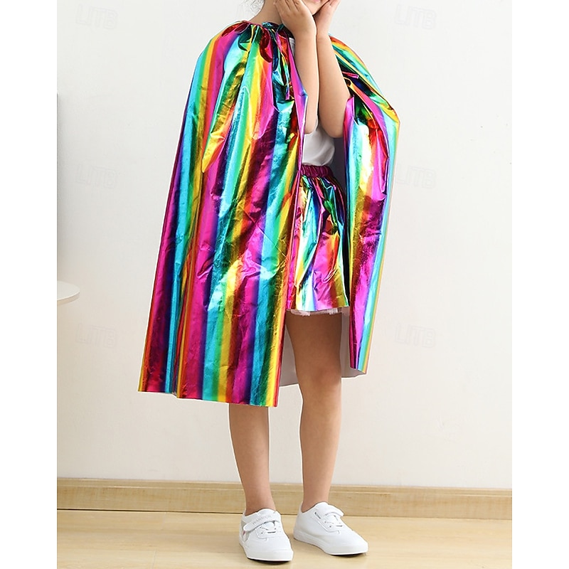 Kids Girls' Halloween Cape Solid Color Fashion Outdoor Coat Outerwear 4-12 Years Fall Silver Black Pink2