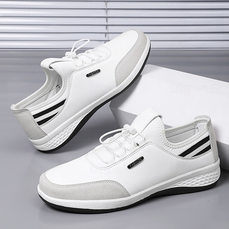 Men's White Mesh and Faux Leather Sports Sneakers – Lightweight Breathable Trainers for Gym, Running and Casual Streetwear3