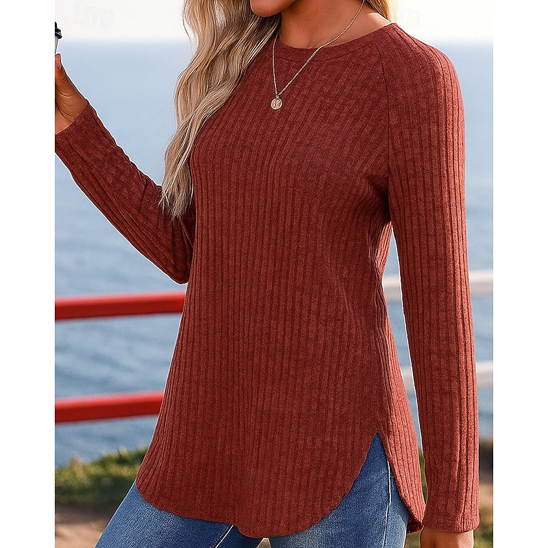 Women's Pullover Sweatshirt Casual Tops Long Sleeve Top Athleisure Fall Solid Colored Fashion Outdoor Travel Sportswear Activewear Black Red Burgundy3
