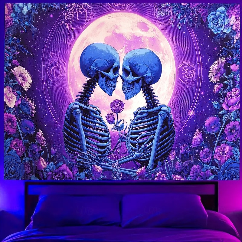 Halloween Tapestry Banners Blanket Skeleton Dark Punk Gothic Style Party Dorm Shooting Backgrounds Home Decor