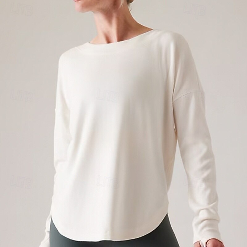 Women's Yoga Shirts Crew Neck Soft Breathable Backless Long Sleeve Sports Solid Color Top For Gym Running Fitness Activewear4