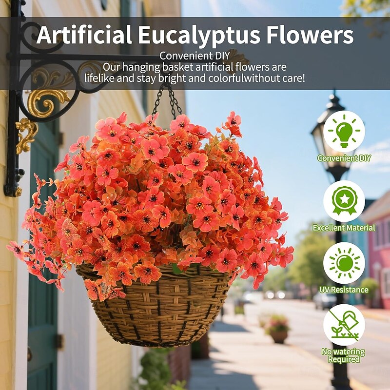 13 Bundles Fall Artificial Flowers for Outdoor Indoor Silk Flowers No Fade Fake Plastic Flowers Faux Plants for Outdoors Outside Front Porch Hanging Planter Window Box Garden Home Decoration 13 Bundles(Orange)2