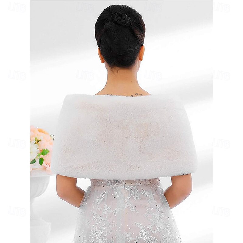 Womens Faux Rabbit Fur Wraps and Shawls Bride Wedding Fur Stole Bridal Dress Shrug Cover Up for Women4