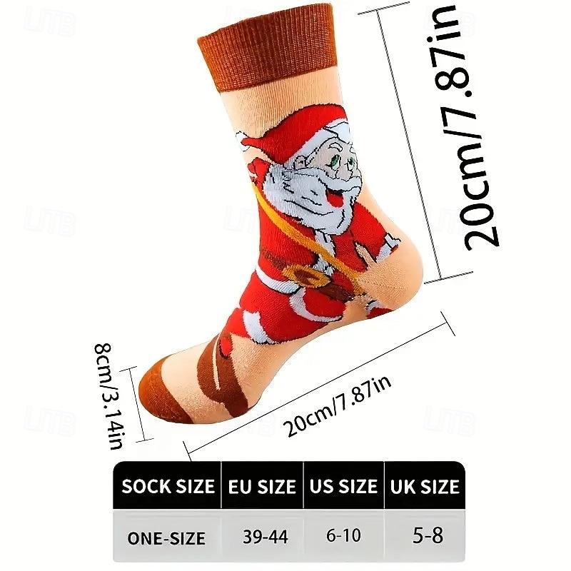 12 Pairs Christmas Style Thickened Warm Socks(Random Color), Cute Long Holiday Socks with Santa and Gingerbread Designs, Perfect Christmas Gift for Family and Friends3