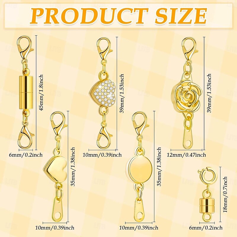 12 Pcs Magnetic Necklace Clasps and Closures  Locking Magnetic Jewelry Connectors with Lobster Clasps for DIY Necklace and Bracelet Making2