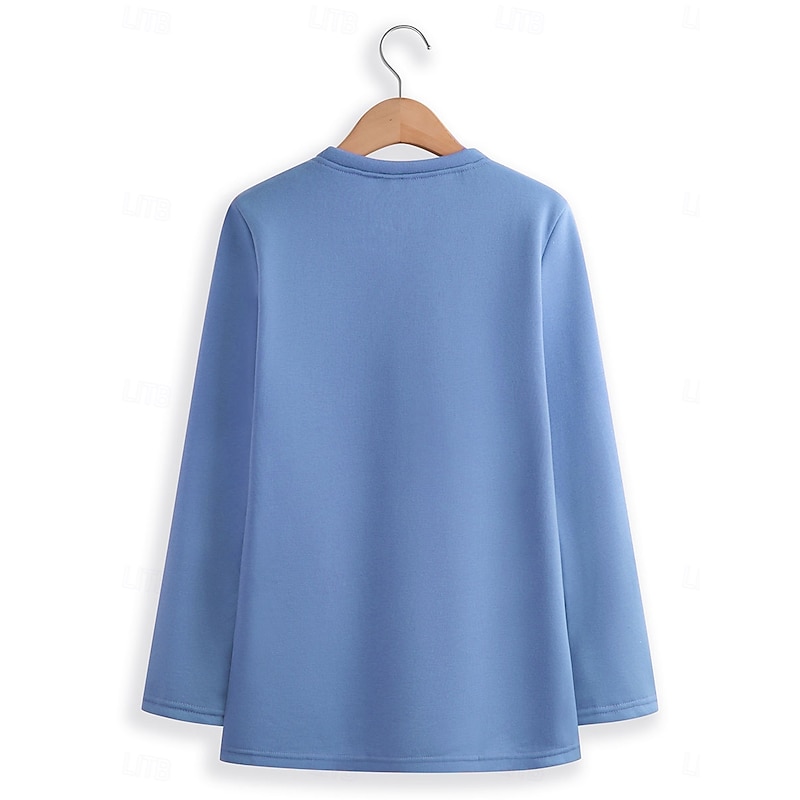 Women's Pullover Sweatshirt Fleece Lined Warm Pajamas Graphic Letter Warm Casual Fuzzy Long Sleeve Crew Neck Round Neck Regular Tops Street Casual Black Pink Dark Pink Blue Gray Spring Fall Winter2