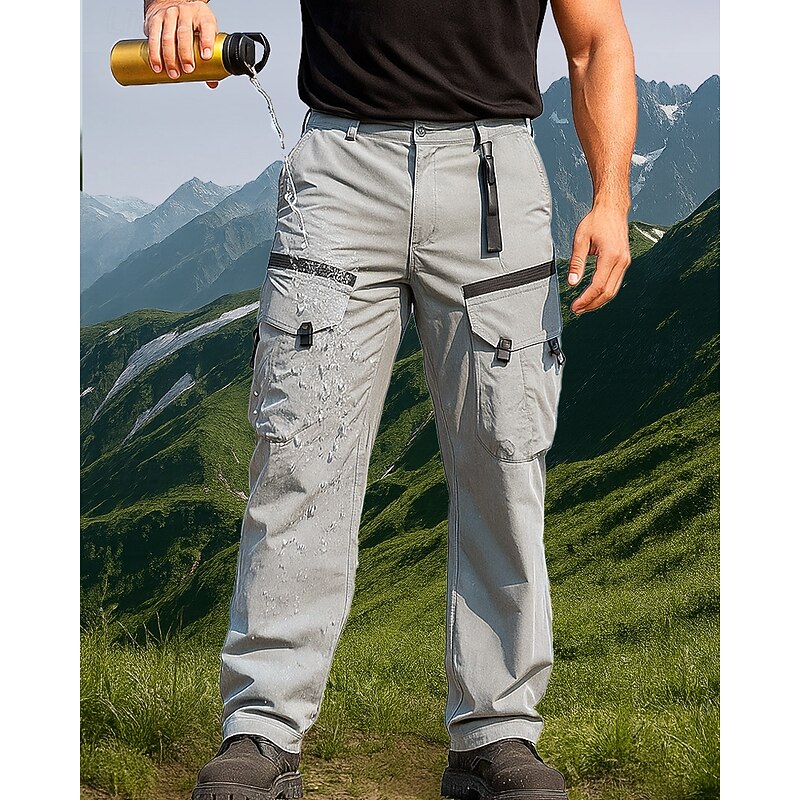Men's Combat Pants Cargo Pants Hiking Pants Trousers Outdoor Regular Fit Waterproof Windproof Bottoms Pocket Elastic Waist Black White Spandex Camping / Hiking Running S M L XL3