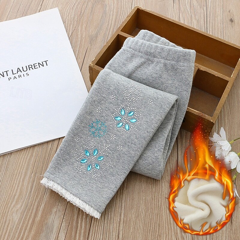 Kids Girls' Leggings Floral Daily Outdoor 4-12 Years Winter White Blue Gray4