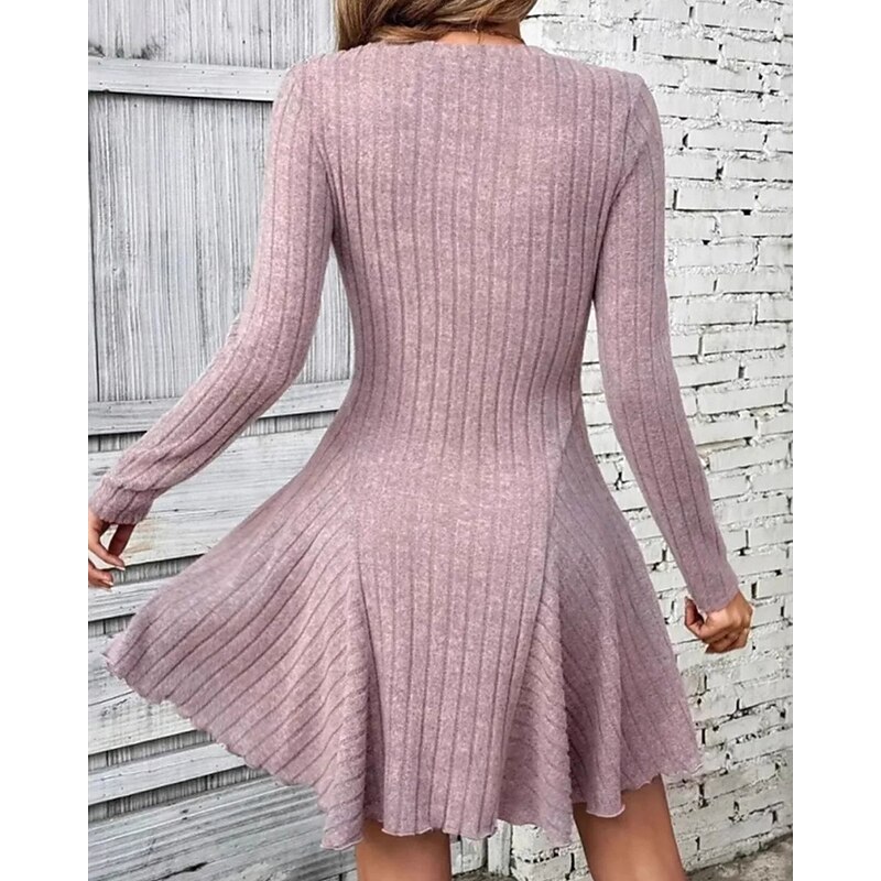 Women's Mini Dress Casual Dress Fashion Classic Modern Outdoor Vacation Holiday Regular Fit Plain Long Sleeve V Neck Black Pink Red Green Summer3