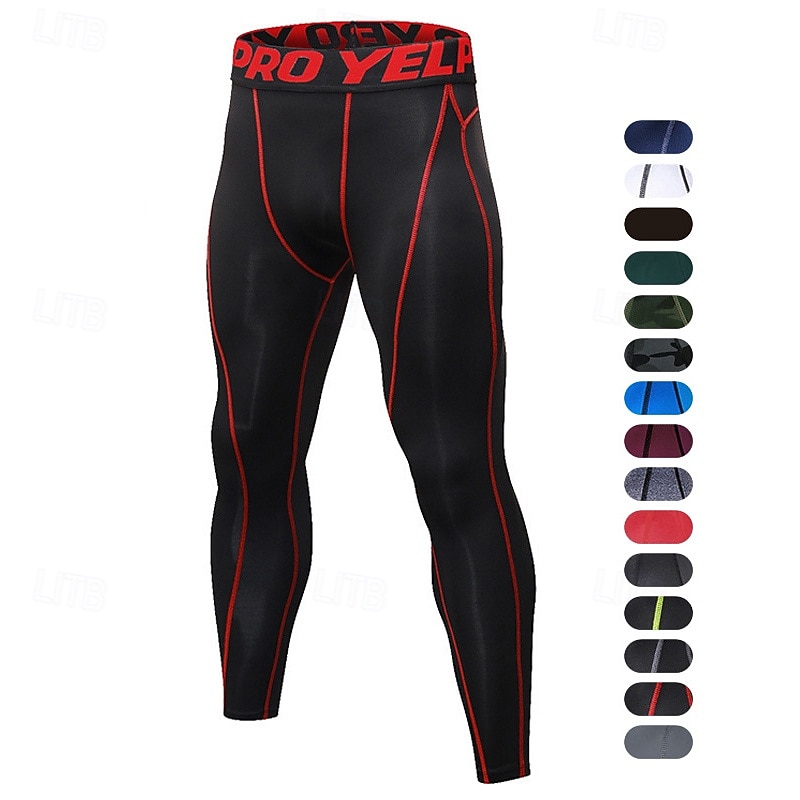 Men's Compression Pants Compression Tights Leggings Sports Baselayer High Waist Bottoms Athleisure Gym Workout Fall Quick Dry Gym Basketball Athletic Regular Fit Sportswear Activewear Camouflage