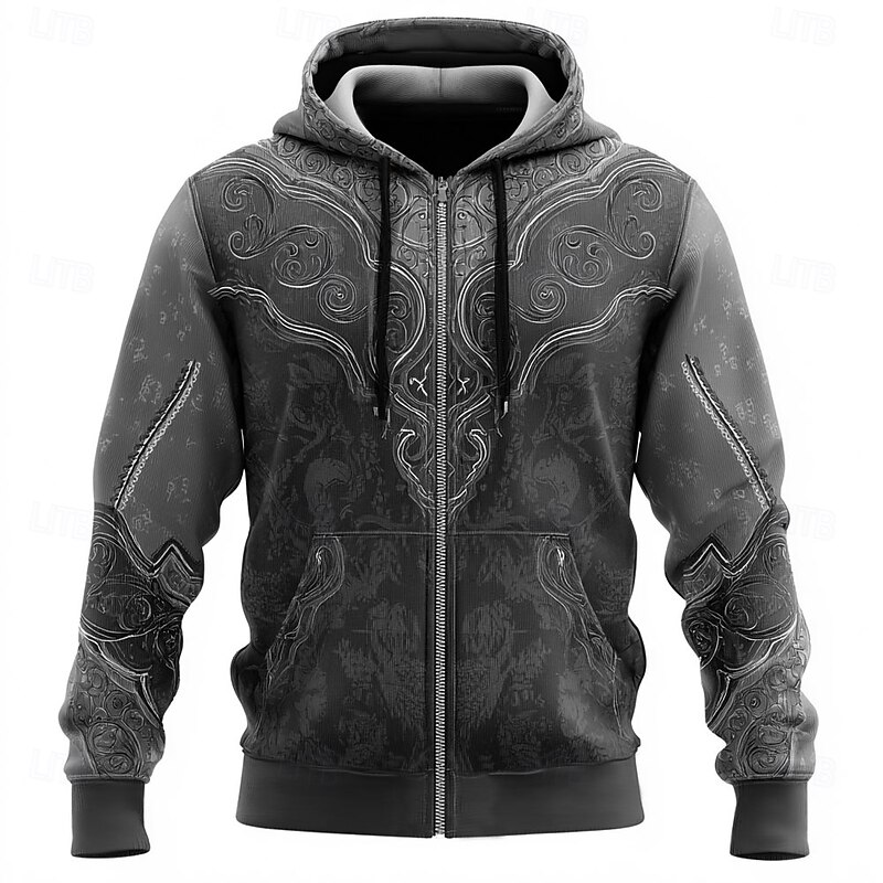 Men's Cowboy Costume Hoodie Jacket Sweatshirt Western Cowboy All Over Print Zip Vacation Streetwear Yellow Brown Zipper Fall Winter Designer3