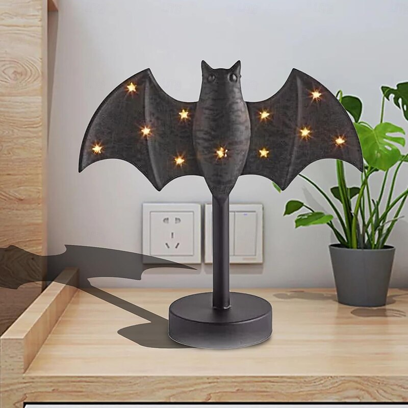Halloween Candle Holder Large Twinkle Bat Candlestick Gothic Bat Candle Holder with LED Twinkle Lights Spooky Twinkle Bat Design for Party Tables, Kitchens & Mantels2