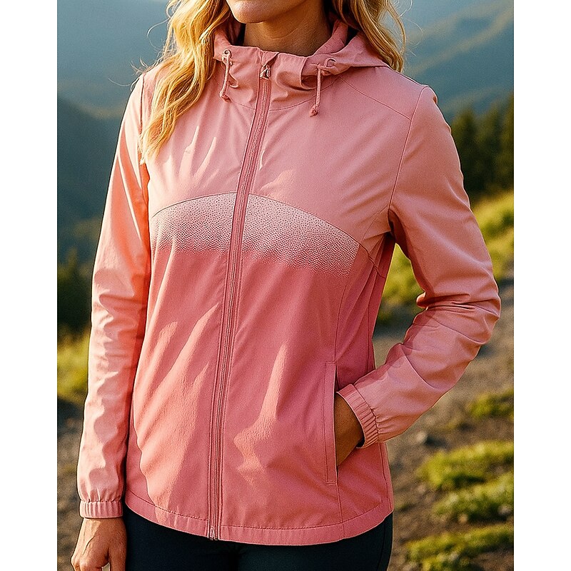Women's Windbreaker Softshell Jacket Hiking Jacket Outdoor Waterproof Windproof Hiking Outfits Hiking Clothes Spring Autumn / Fall Top Camping / Hiking / Caving Running Gradient Pink Blue Purple4