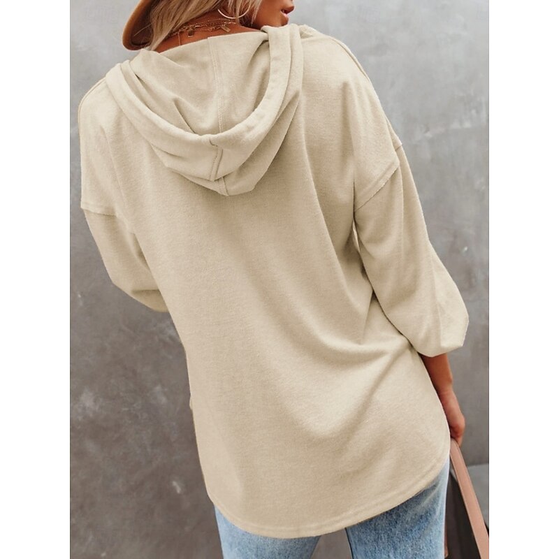 Women's Pullover Hoodie Sweatshirt Plain Casual Long Sleeve Hooded Regular Tops Street Dailywear Black Pink Beige Gray Fall Winter4