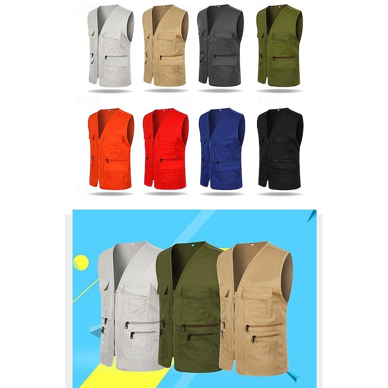 Men's Hiking Fishing Vest Work Vest Outdoor Casual Lightweight with Multi Pockets Autumn / Fall Spring Travel Cargo Safari Photo Wear Resistance Breathable Waistcoat Jacket Coat Top2