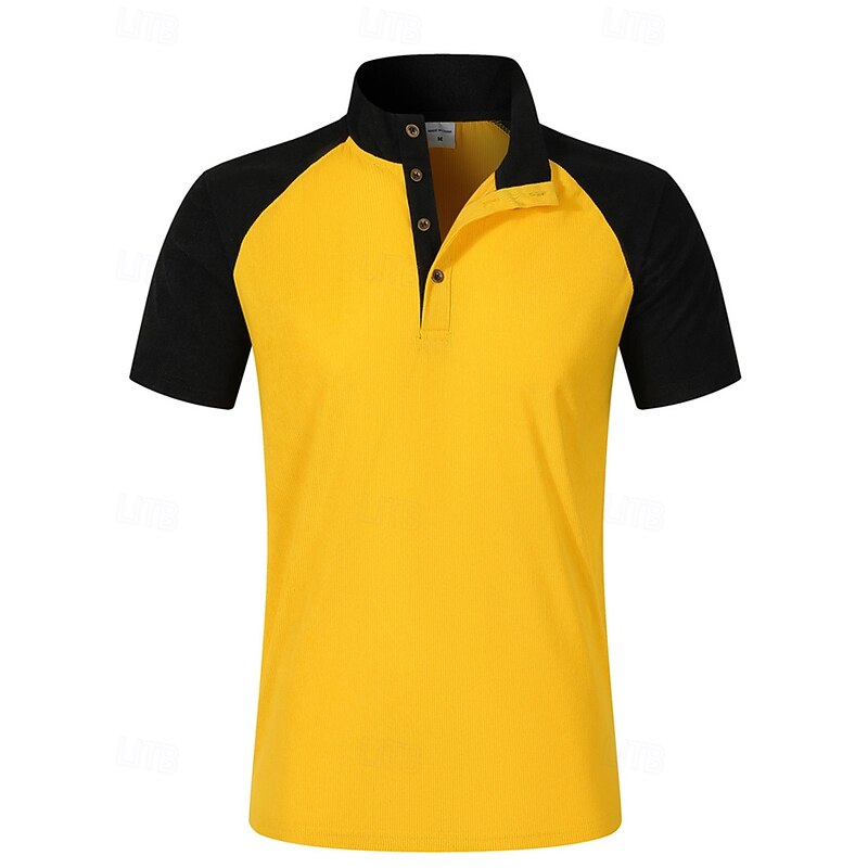 Men's Golf Shirt Golf Polos Shirts Work Casual Lapel Short Sleeve Basic Modern Color Block Patchwork Buttons Summer Spring Regular Fit White Yellow Red Dark Green Gray Golf Shirt2