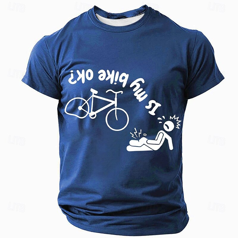 Men's Funny Cyclist 'Is My Bike Ok?' Graphic T-Shirt Short Sleeve3